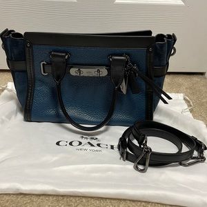 Coach Bags | Coach Swagger Mixed Leather Mineral & Black